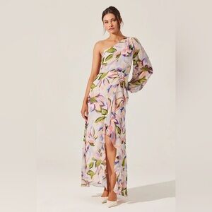 NWT ASTR The Label Sandersonia Pink Floral One Shoulder Dress Size Small